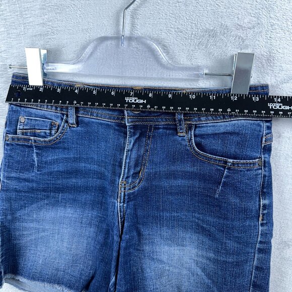 Eighty Two Women's Cut Off Shorts Low Rise Denim Stretch Dark Blue Womens Size 3 - Picture 4 of 10